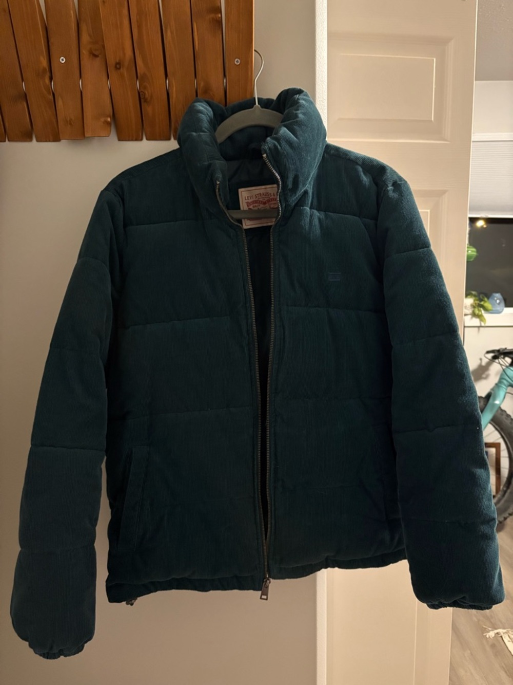 Levi's Teal Corduroy Quilted Puffer Jacket